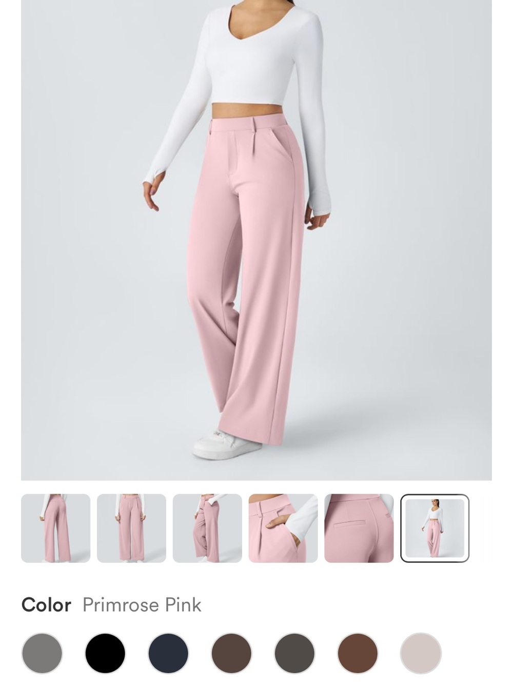 HALARA Primrose Pink Wide-Leg High-Rise Trousers